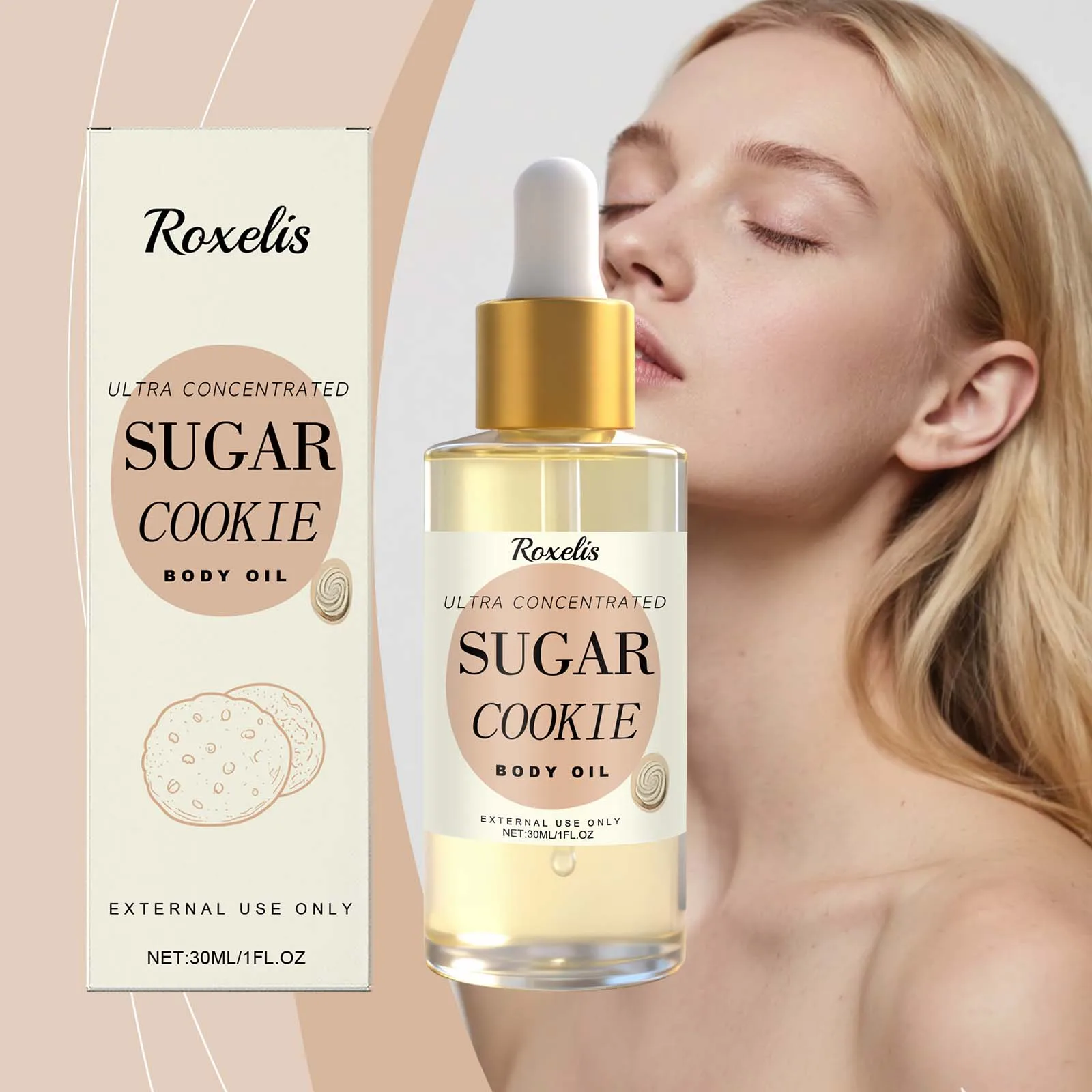 Body Oil Moisturizing and Repairing Sweet Cookie Scent Dry Skin Remedy Luxury Long Moisturization Glamour Celebration Luxury