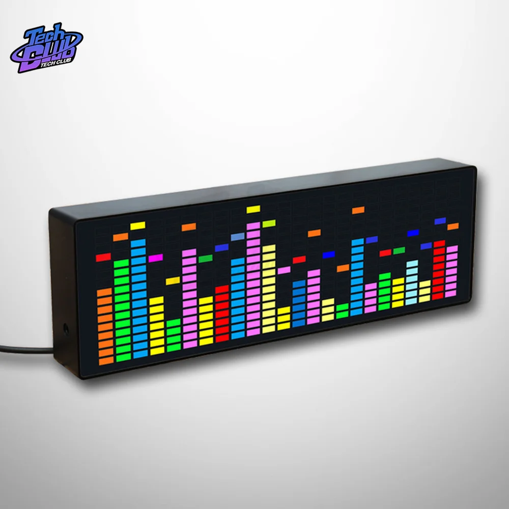 LED Music Spectrum Rhythm Display RGB Light  Clock Voice Car Audio Level Indicator VU Meter Atmosphere Lamp