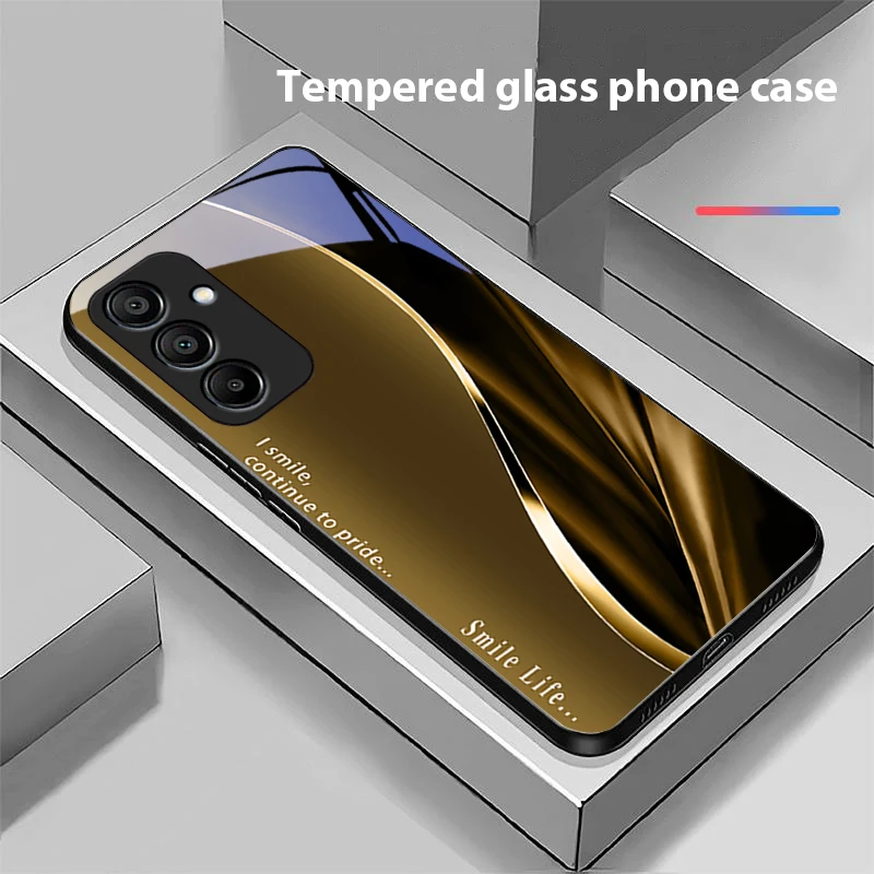 New Soft Brown Red For Samsung Galaxy A15 5G 54 4G 51 50 24 35 90 71 12 51 53 52S 80 22 34 Black Tempered Glass Phone Case