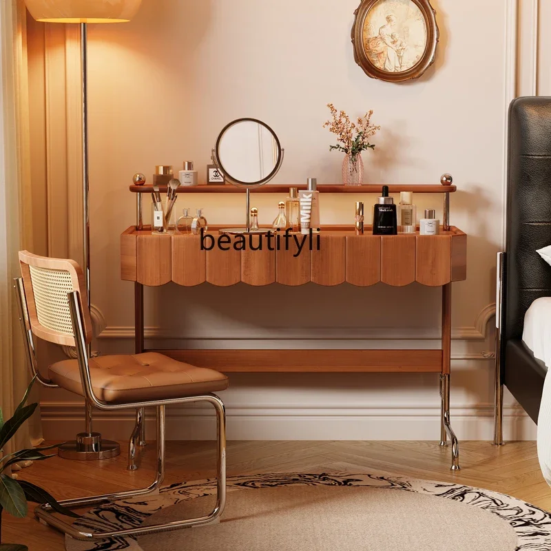 

Solid Wood Dresser Simple French Retro Makeup Cabinet Small Apartment Modern Simple Desk Dresser D96