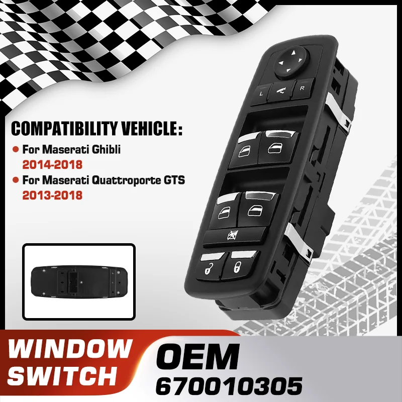 

Car Electric Master Power Window Switch Lock Switch For Maserati Ghibli M157 Maserati Quattroporte GTS M156 MK6 2013-2018 3 Pins