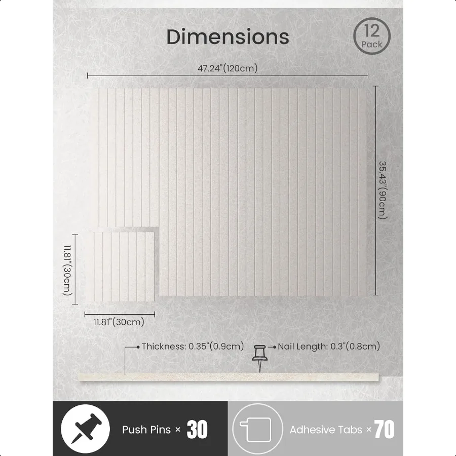 لوحة الفلين الكبيرة البديلة 47 × 35 بلاط لوحة الإعلانات مع 30 دبابيس ضغط 70 علامة تبويب لاصقة 12 حزمة لوحة الحائط المسطحة الفلين B #2