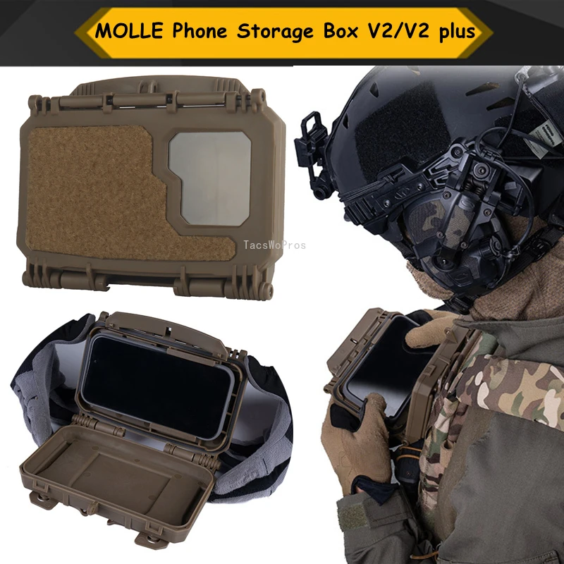 Boîte de téléphone portable tactique MOLLE V2 V2 Plus, gilet de chasse, porte-plaque, panneau de Navigation CS Airsoft Paintball, support de téléphone pour jeu de guerre