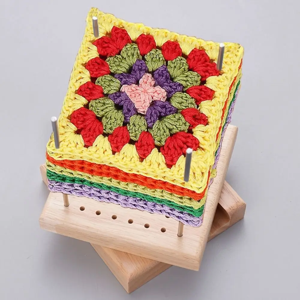 DIY Crochet Blocking Boards 10/15/20cm Wooden Knitting Board with Base and Rod Pins Square Pottery Clay Base Plug Board