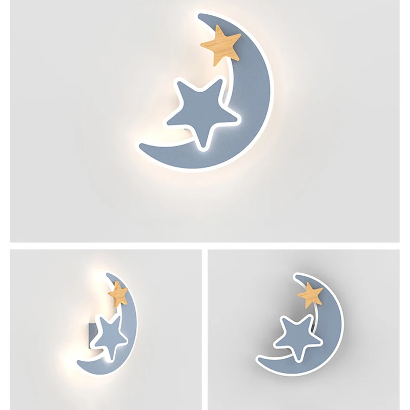 Modern LED Wall Lamp Nordic Rockets Moon Star Model Wall Light Indoor Lighting Home Decor For Bedroom Bedside Living Room Sconce