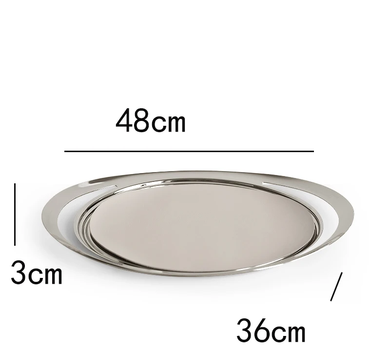 Extravagant Stainless Steel Round Tray Tabletop Storage Hotel Household Living Room Wine Dessert Plate Display Plate Snack Tray