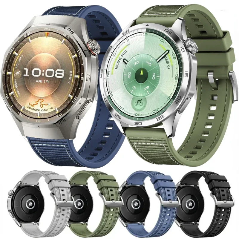22mm Silicone+Woven Strap For Huawei Watch GT6 Pro GT5 GT4 46mm Official Nylon Braided Bracelet Band Huawei Watch 5/4/3 Pro Belt
