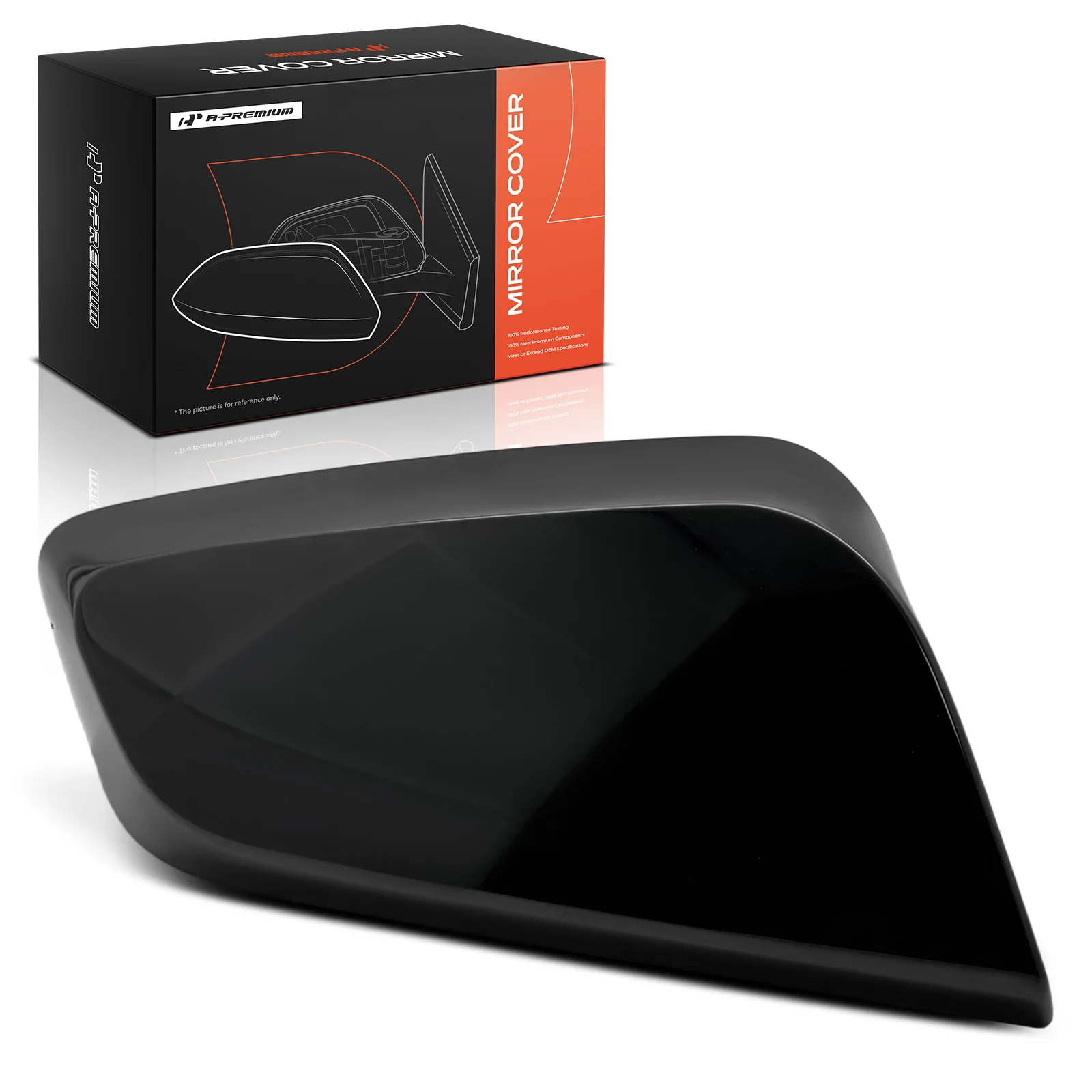 A-Premium Passenger Side View Mirror Cover Cap Smooth Black for Chevrolet Impala 2014-2020