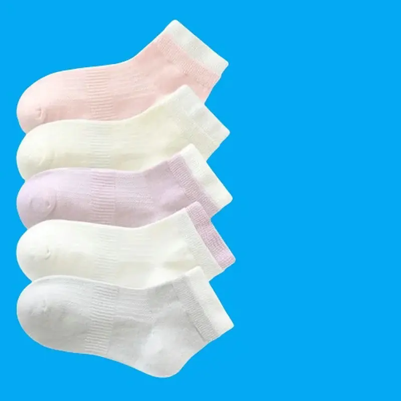 Calcetines de algodón para niña y estudiante, medias de malla transpirable que combinan con todo, estilo crema, Color sólido, 5/10 pares, 2024