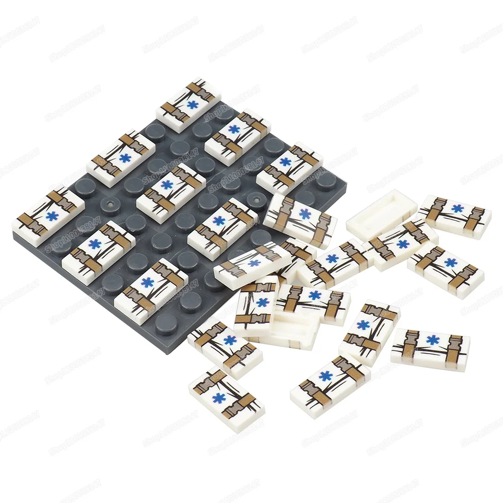 Star of Life Tracolla di serraggio Modello 3069 Building Block 1x2 Piastrelle Stampate Figure MOC Kit di pronto soccorso Modelli di scena Parti Giocattolo