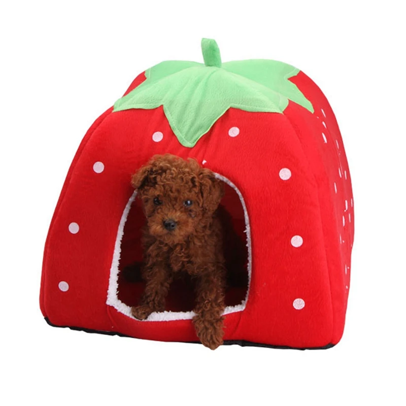 Dog Kennel Dog Fashion Mat Basket Soft Strawberry Pet Dog Cat House Pet Tent Dog House Small Dog Kitten Bed Cat House