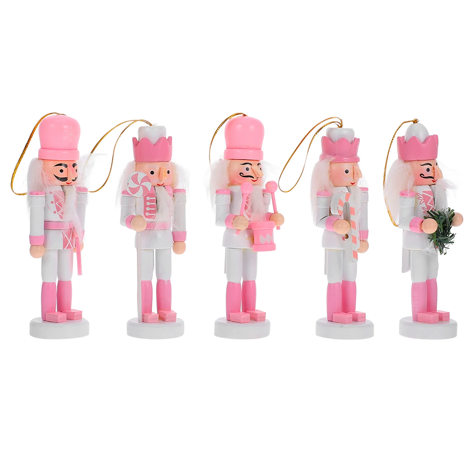 5 Pcs Nutcracker Decor Kids Artificial Christmas Tree Gingerbread Wood Nutcrackers Unique Toys Plush Decorations