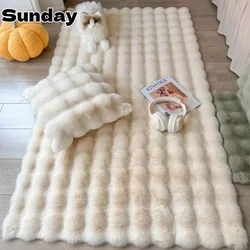 Luxury Fluffy Faux Fur Carpets Living Room Decoration Anti Slip Plush Area Rug Bedroom Bedside Floor Mat Kids Room Sofa Cushions