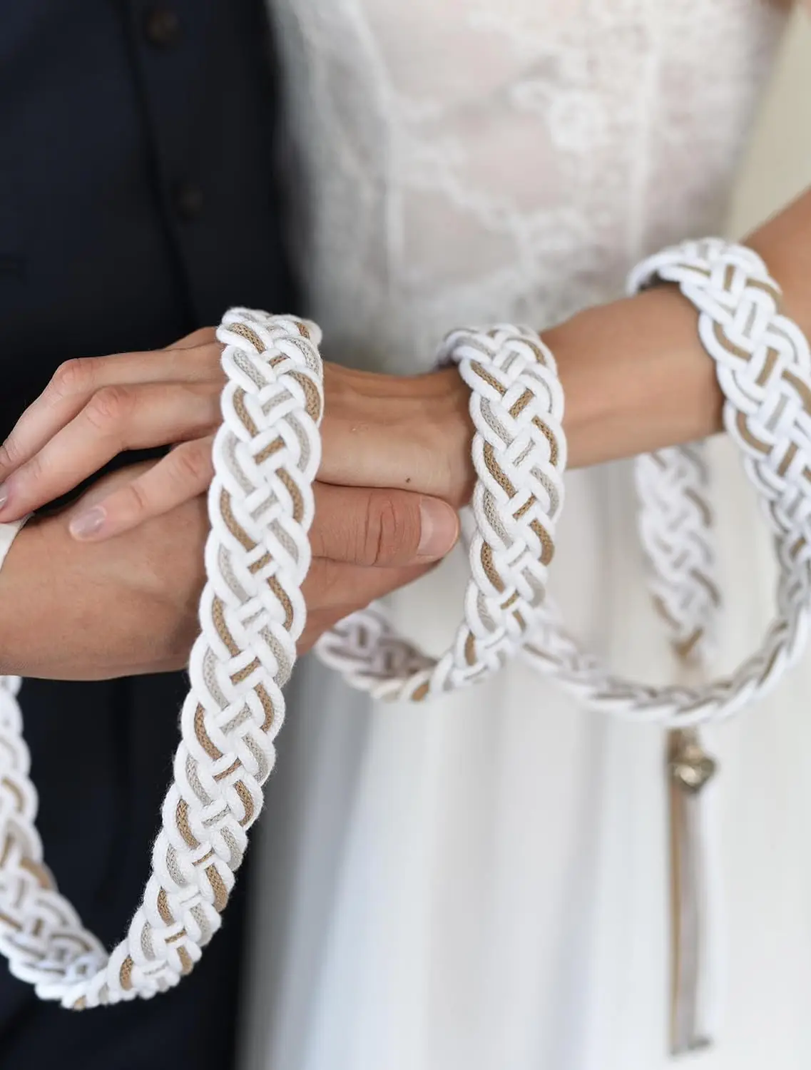 Handmade woven handfasting wedding ceremony, natural cotton wedding lasso