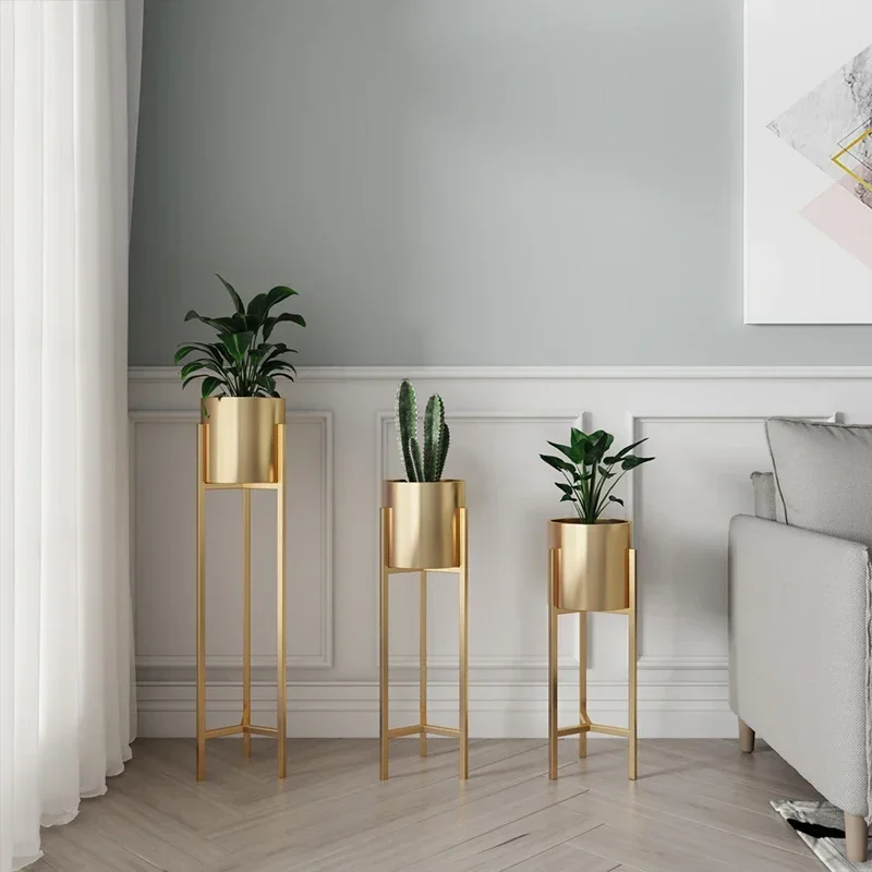 Nordic Light Luxury Gold Plant Stand, Creative Floor, Balcony Flower Rack, Eco-friendly, Durable, Living Room Shelf, Offer