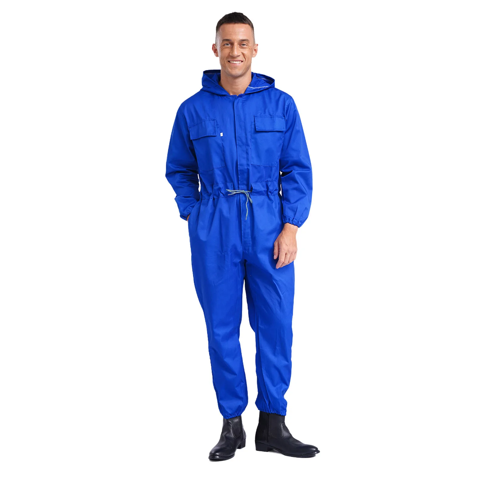 #M-4XL Mens Dustproof Work Uniforms Long Sleeve Dustproof Clothing Front Zip-up Bodysuit Coveralls Overalls Jumpsuit