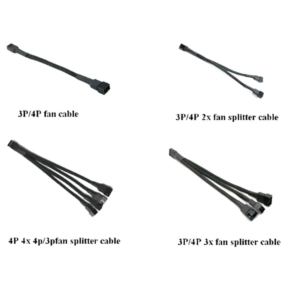PWM Fan Splitter 4pin Adapter Cable 1 To  1/2/3/4  Computer CPU Fan Splitter PC Fan Extension Power Cable Fan Cooling Y Splitter