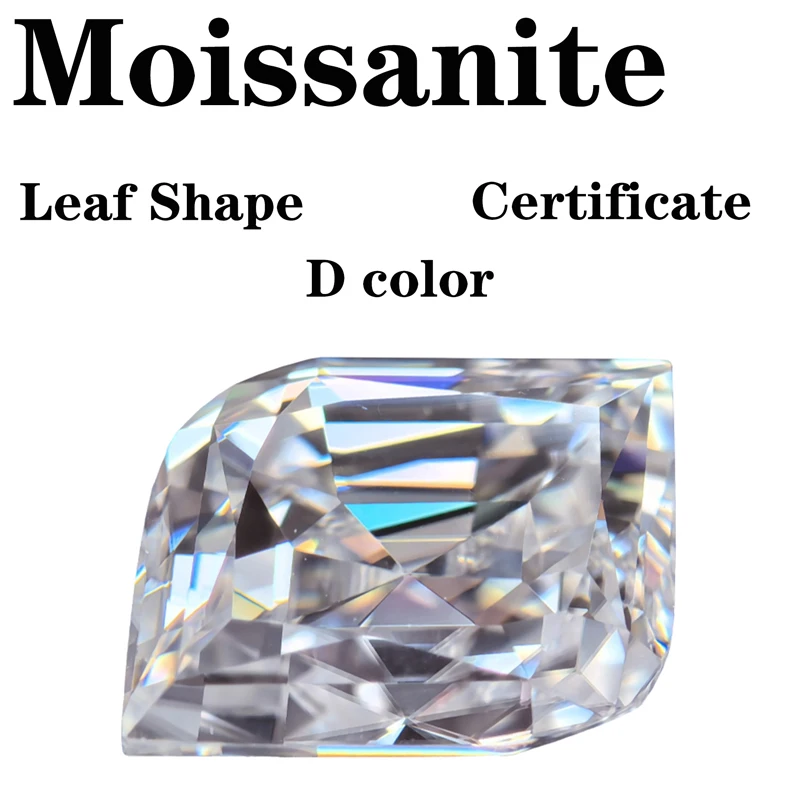 

Moissanite Stone Leaf Shape D Color VVS1 Specail Cut Charms Beads for DIY Jewelry Making Certificate Factory Wholesale Price