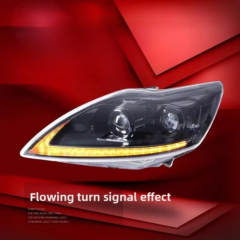 -For 0913 Classic Focus Headlight Assembly Retrofit Lens-Style LED Daytime Running Lights Sequential Turn Signals 24V 55W%