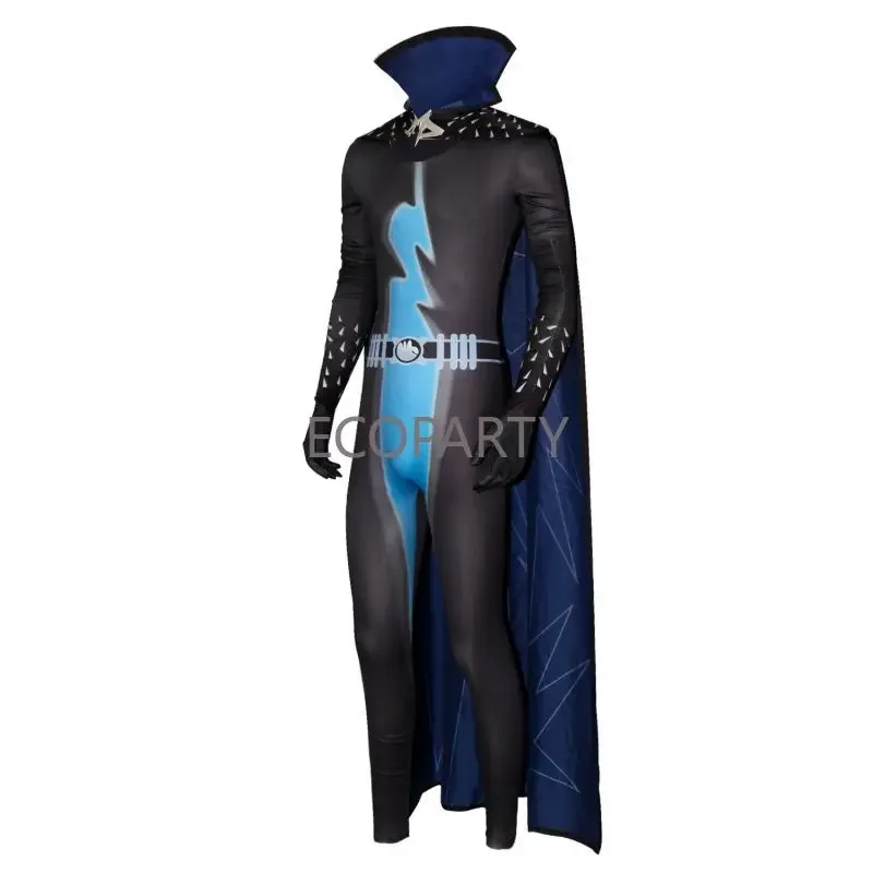 Costumes d'Halloween Megamind Cosplay Jumpsuit, Everak Metro City Anime Movie Smile Hero Drum Suit, Cape Carnival Party, IQUE Up