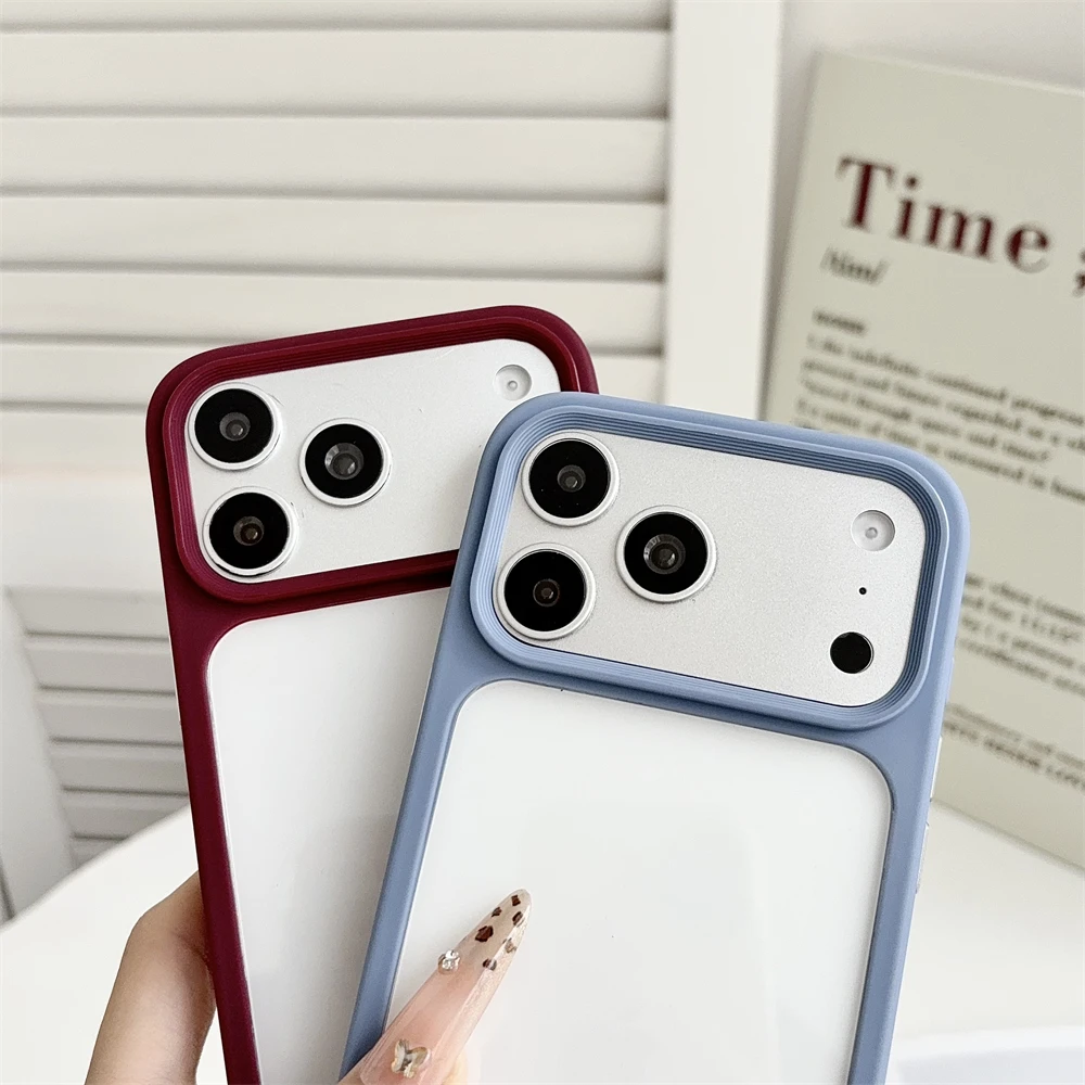DH Transparent Acrylic Hard Case For iPhone 18 17 16 Pro 15 14 Plus 13 Pro Max Advanced Silicone Shockproof Phone Back Cover