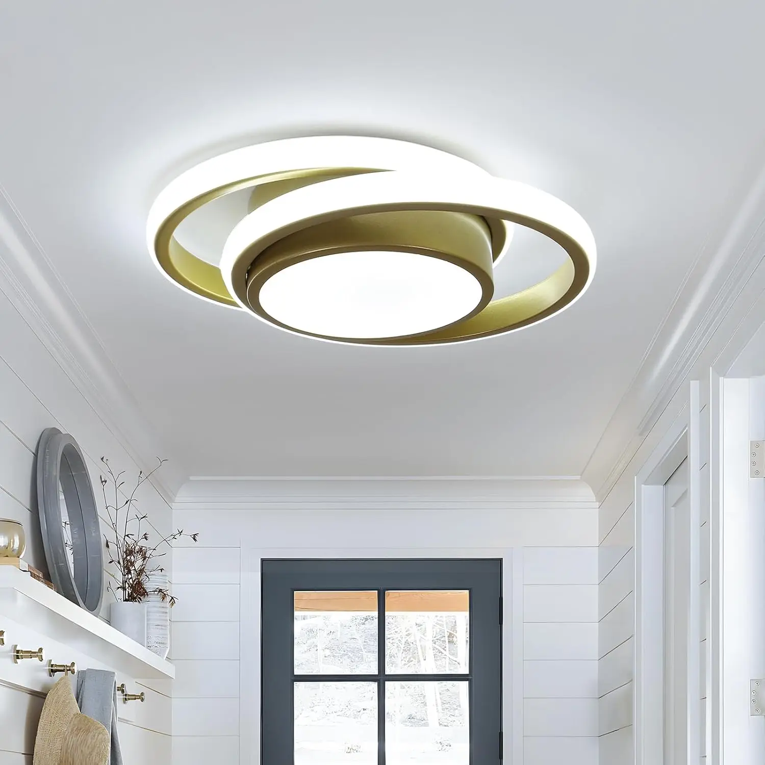 Ceiling lamp LED,35W ceiling light double round 6500K cold white,gold ceiling light made of aluminum for bedroom living room