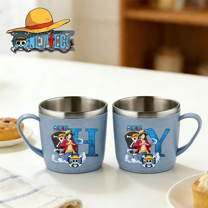 Vaso de Agua de una Pieza con Estampado de Letras de Anime para Niños y Niñas, Vasos de Acero Inoxidable para Cepillo de Dientes, Botella para Beber Café, Leche y Agua para Niños