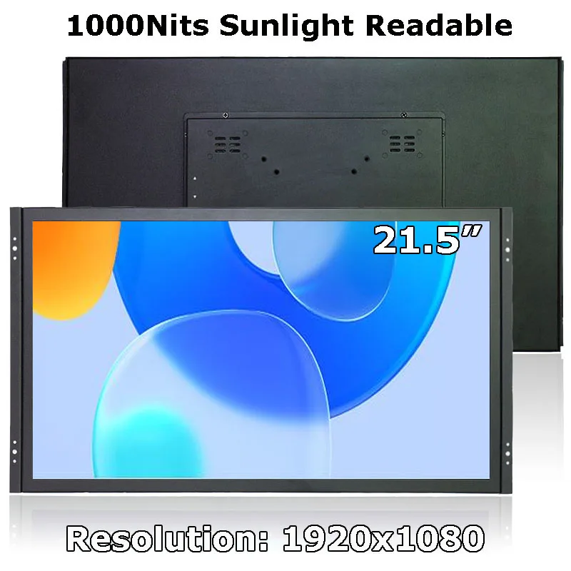 21.5 Inch 1000 Nits 1920x1080 Open Frame Monitor Industrial Grade Resistive Capacitive Touch Screen Display With VGA DVI HDMI