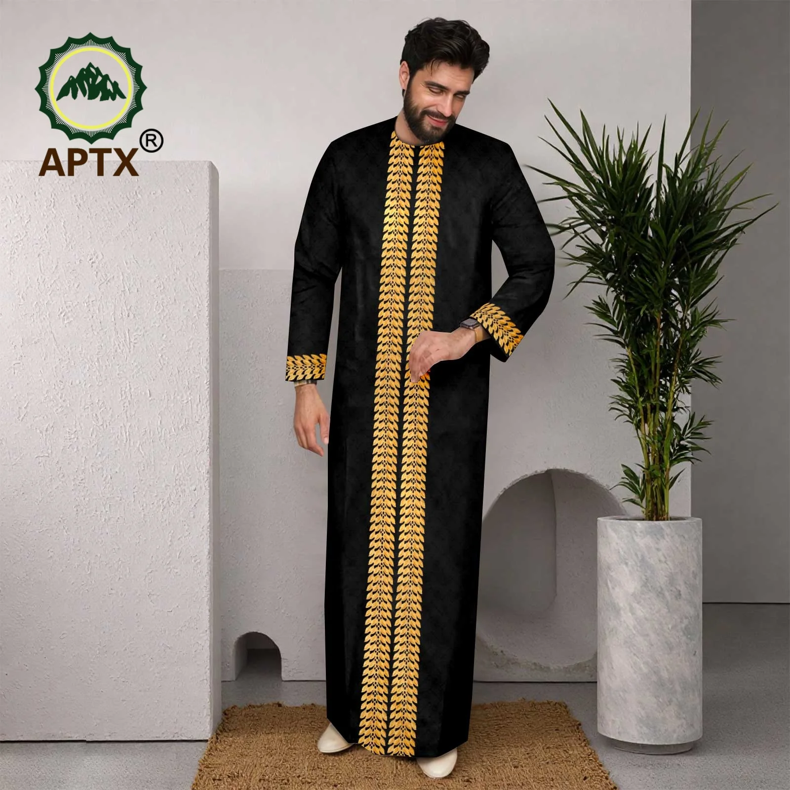 APTX Muslim Men Robe Abaya Long Sleeve Embroidery Festival Set Casual Men 3-Pcs Suit Abaya Middle East Arab Clothes 2514012