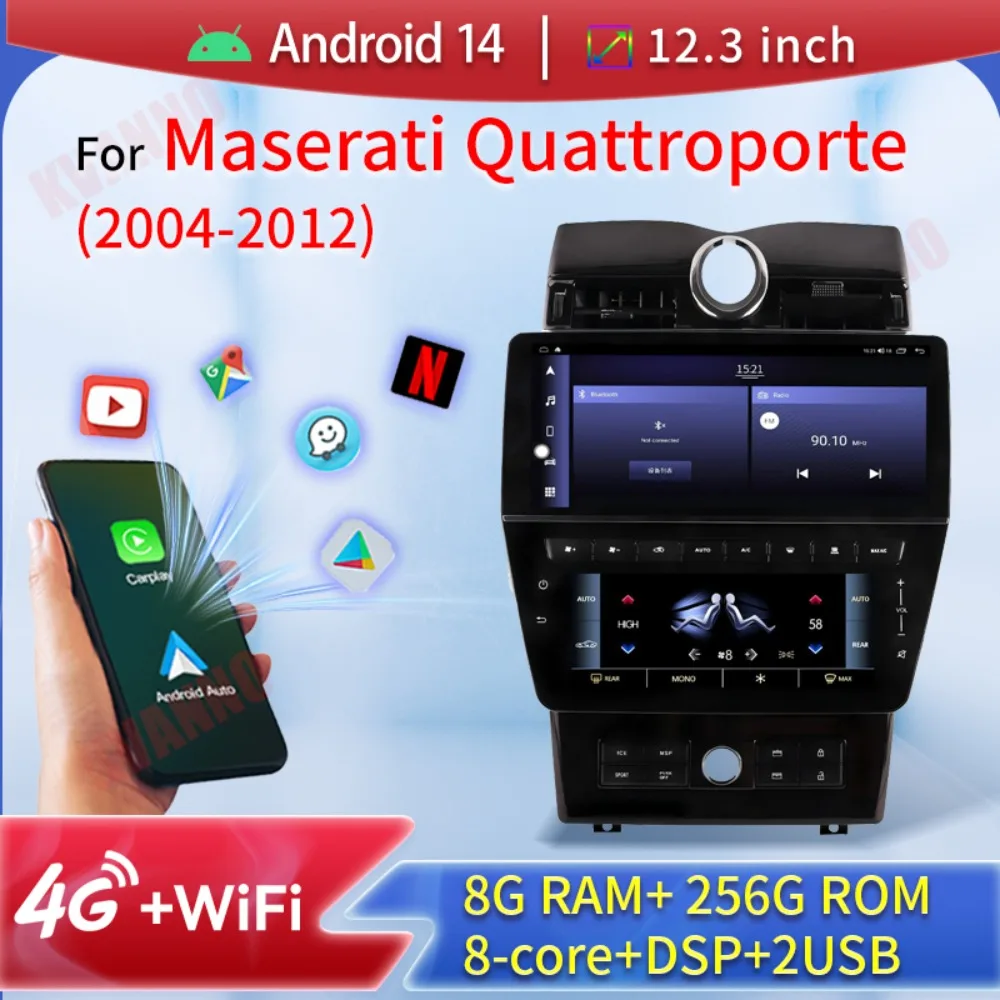 

Car Multimedia Stereo For Maserati Quattroporte 2004-2012 Android Wireless Carplay Mirror-Link AirPlay GPS Navigation Head Unit