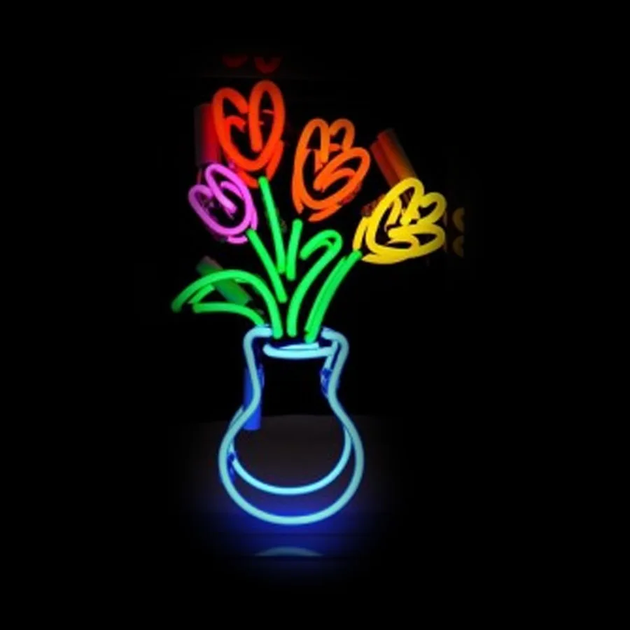 Neon Sign Glowins Neon Bulb Sign Flower Lights Sign Advertise Real Glass Shop Home Decor Wall Window Aesthetic room decor Advert