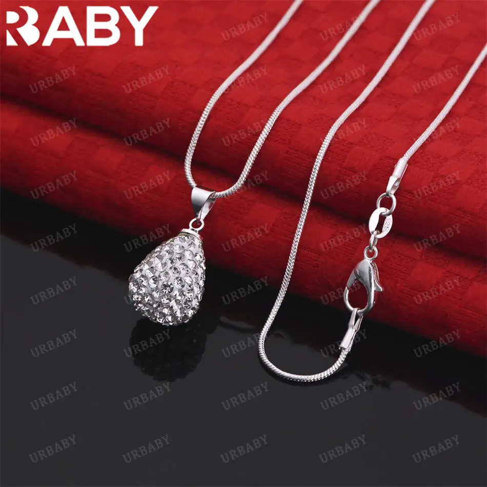 

URBABY 40-75cm 925 Sterling Silver Zircons Water Drop Pendant Necklace For Women Men Creativity Gifts Street All-match Party