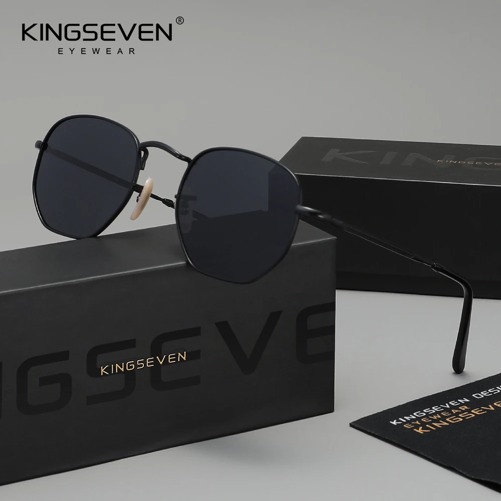 

KINGSEVEN модные многоугольные солнцезащитные очки для мужчин и женщин, поляризационные защитные очки UV400, модная круглая оправа, уличные повседневные очки