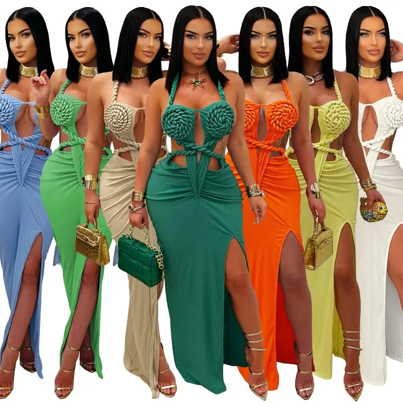 

Dashiki African Dresses for Women Summer Fashion Sleeveless V-neck Polyester Solid Color Long Maxi Dress Gowns Africa Clothing