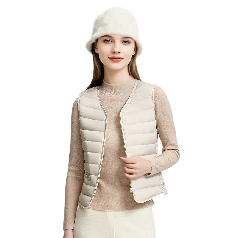 90% blanc duvet d'oie gilet femmes léger sans manches veste hiver chaud extérieur intérieur gilet porter chaqueta de mujer VT-333