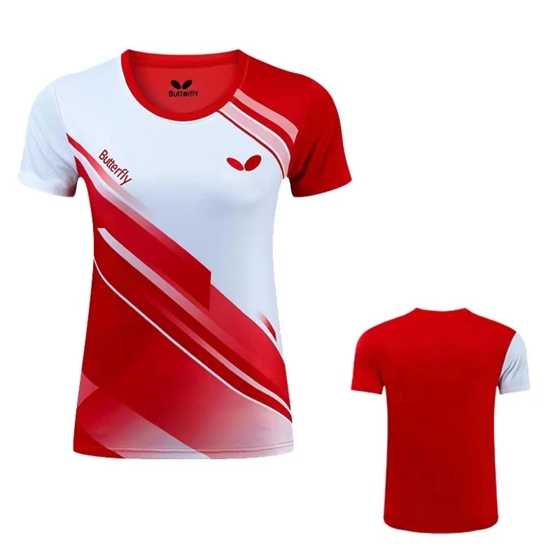 

Custom butterfly table tennis T-shirt for men and women Quick drying round neck breathable badminton T-shirt can be printed LOGO