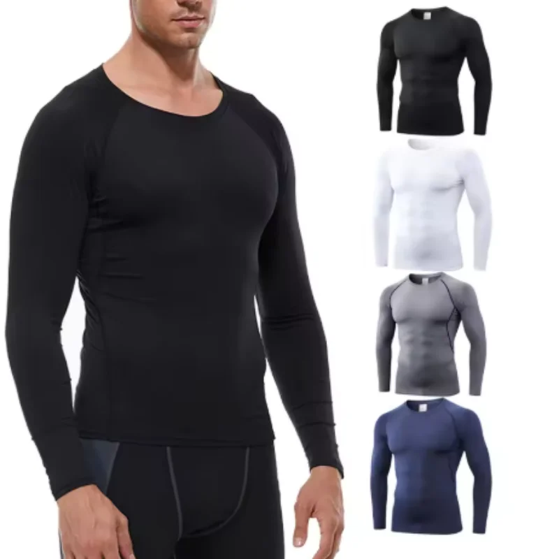 

Compression Long Sleeve Shirt Black Fitness T-shirt Men's Muscle Quick Drying Gym Sportswear Sun Protection Sports Base Layer