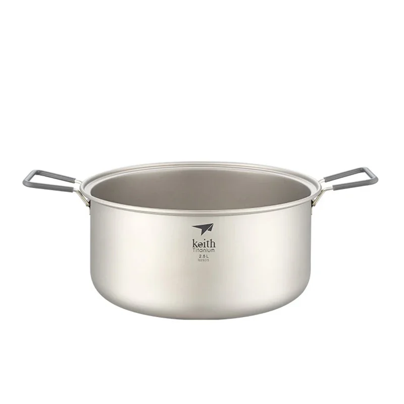 Imagem -03 - Keith-ultralight Titanium Kitchen Pot com Alça Dobrável Grande Capacidade Panelas Bacteriostáticas Cozinhar Ferramenta Piquenique 2.5l