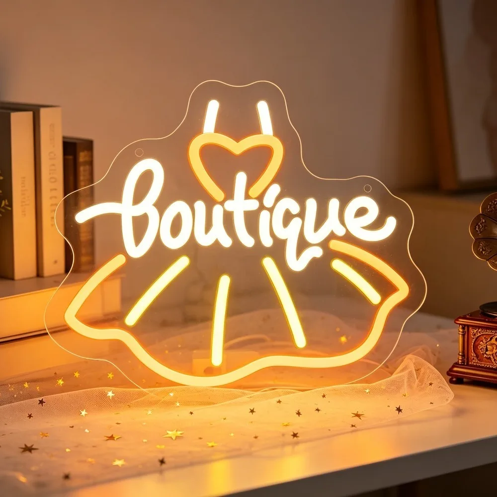 Boutique Neon Sign LED Neon Light USB Dimmable for Clothing Store Fashion Studio Salon Retail Window Display Business Signage