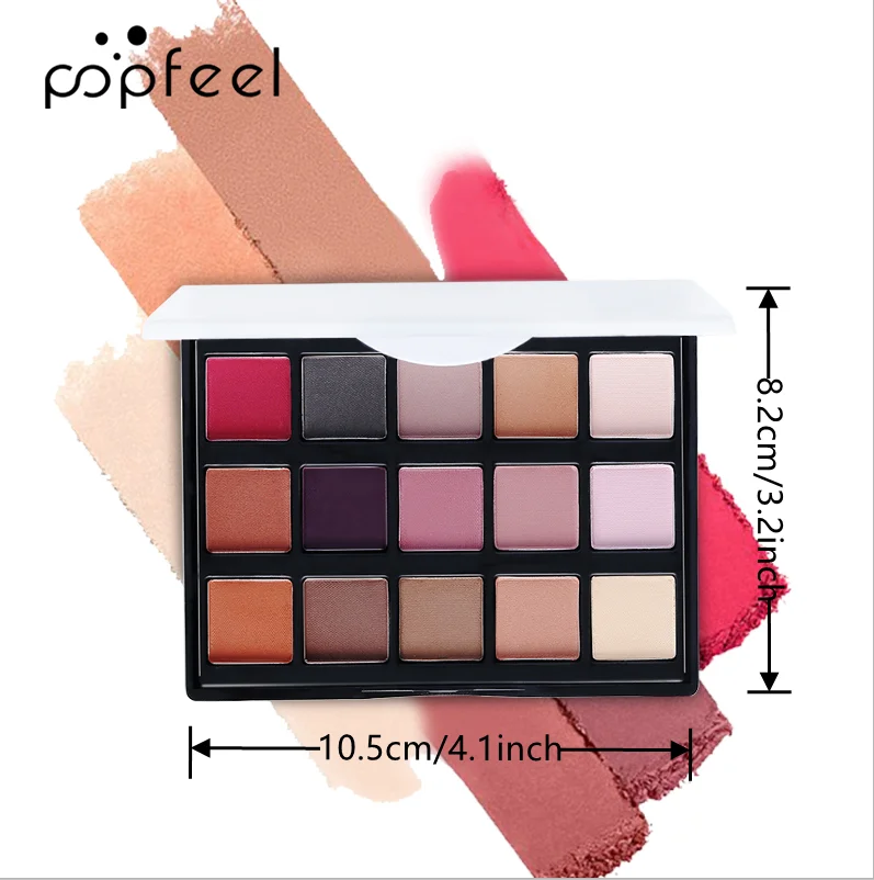 POPFEEL 16 Color Matte Eyeshadows Pearlescent Makeup Box Smoky Makeup Eye Shadow Pink Brown