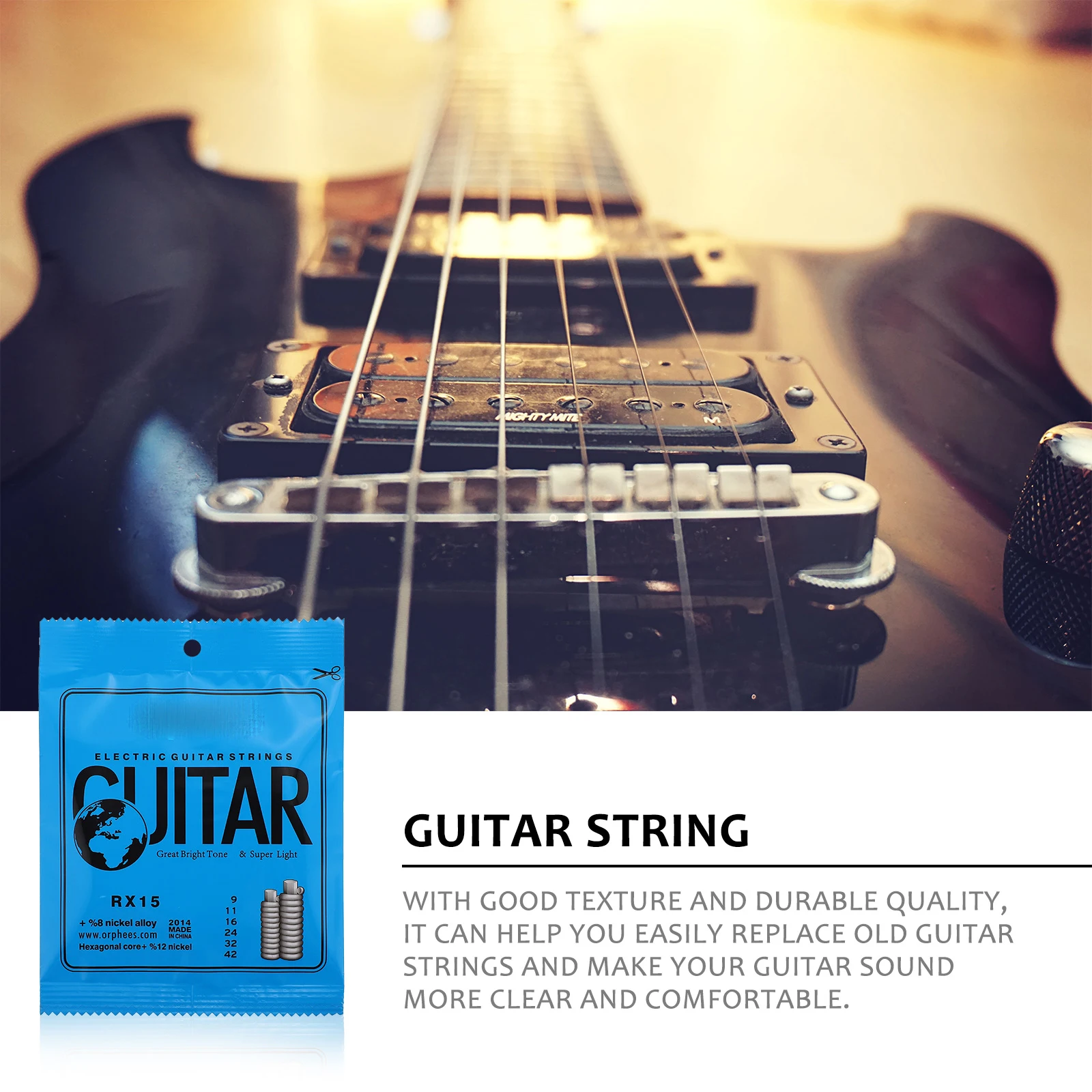 

2 Sets Nickel-plated Guitar Strings Part Parts Accessories Musical Instrument Blue