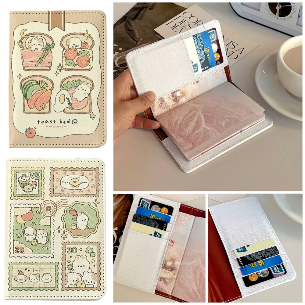 Convenient Cartoon Rabbit Passport Holder Pu Leather Multicolor Card Clamp Wallet Light-weight Waterproof Passport Cover Unisex