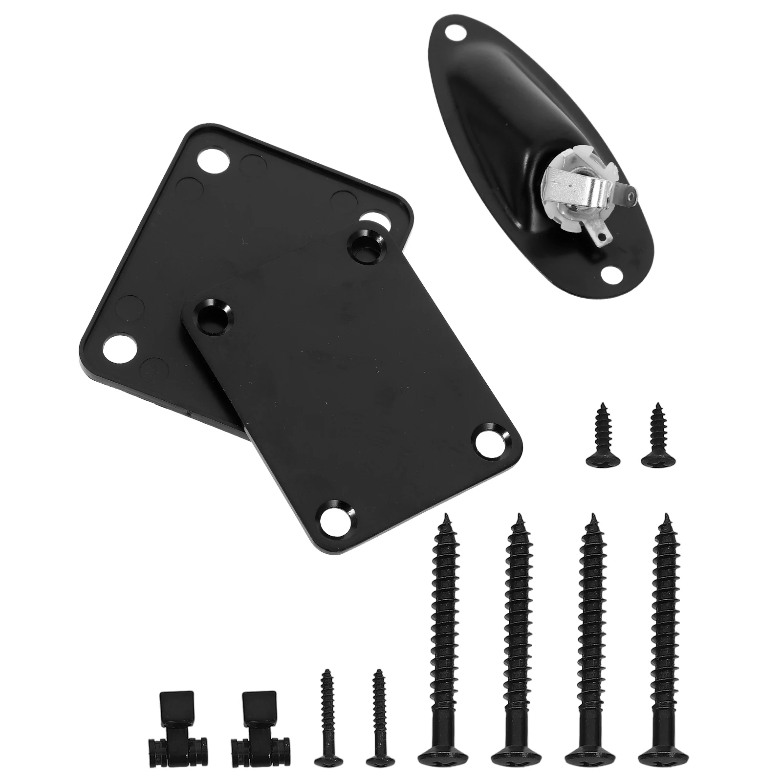 

1 set Black Guitar String Retainer Reinforcement Plate Jack Socket Shaped Hole Electric Bass Parts Output Sound Accessories