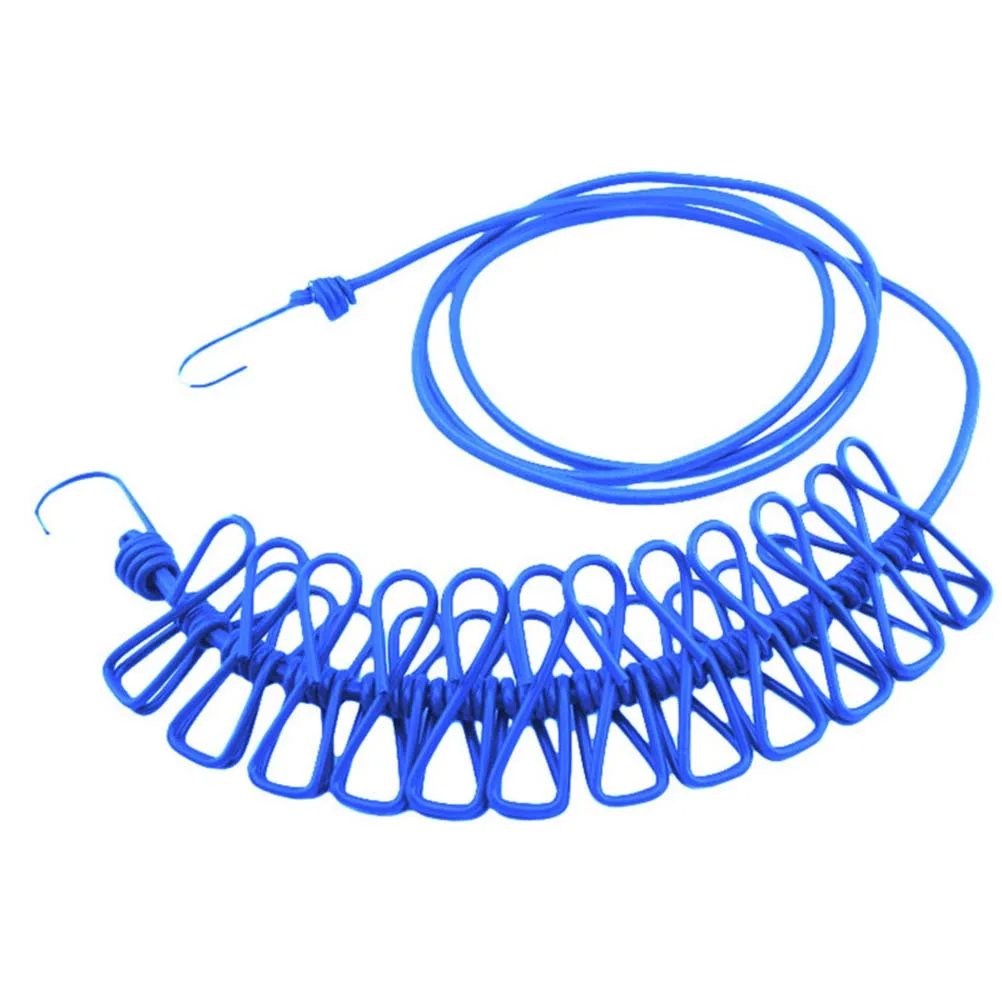 

Retractable Clothesline Clips Elastic Bands 6.06FT Windproof Portable Travel Beach Camping Dry Socks Underwear Towels