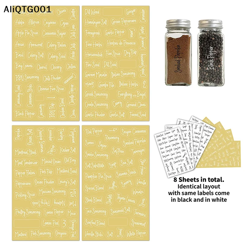 274 Stück wasserdichte Gewürz-Parfüm-Etiketten, kreative transparente Küchen-Speisekammer-Marker, Aufkleber für Gläser, Aufbewahrungsflasche