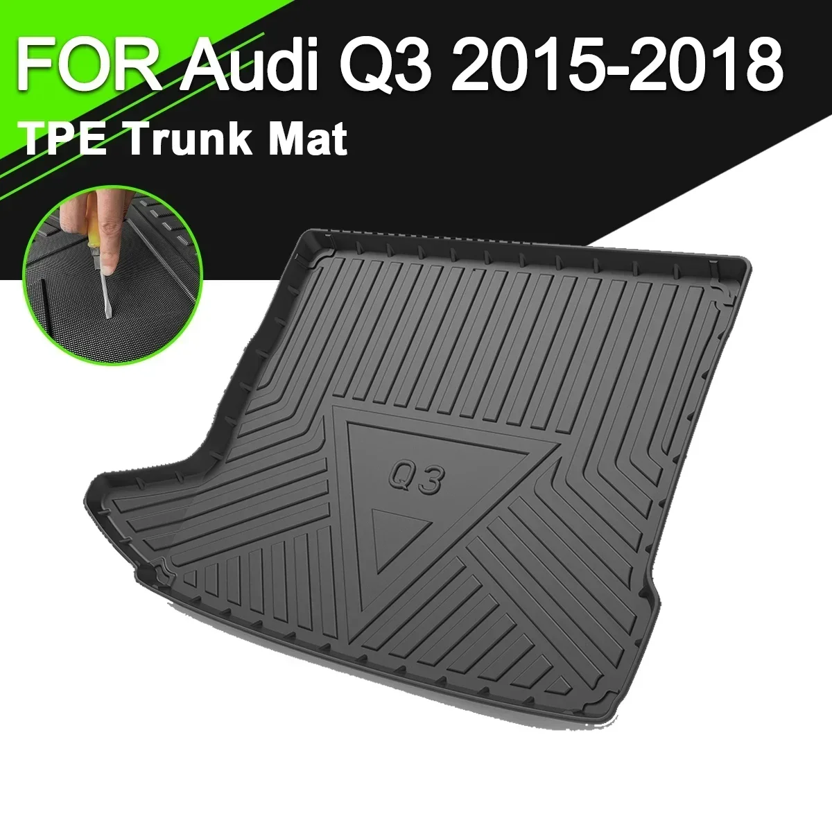 

Car Rear Trunk Cover Mat TPE Waterproof Non-Slip Rubber Cargo Liner Accessories For Audi Q3 2015-2018