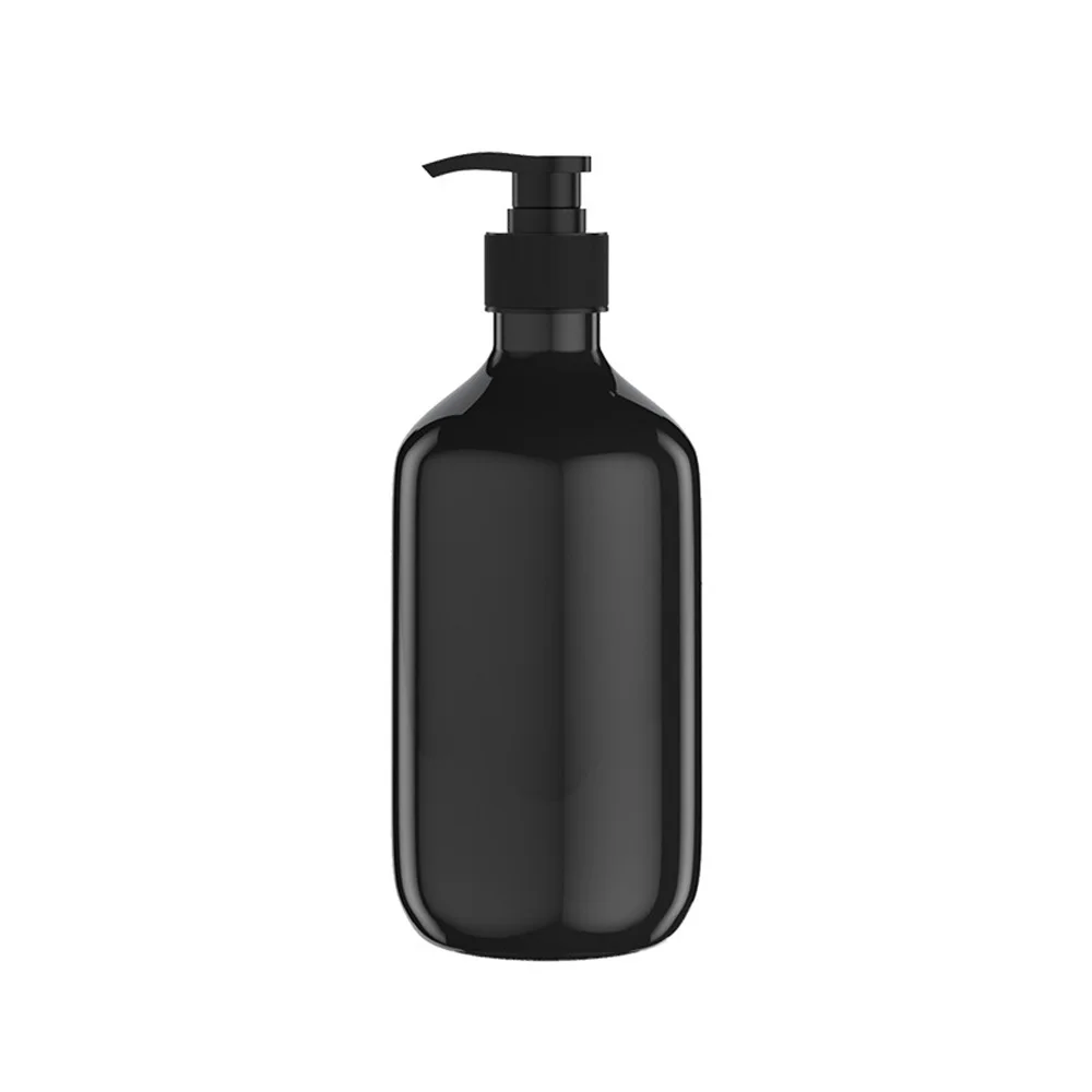 300ml black color Refillable Squeeze plastic lotion bottle with black pump sprayer  PET Plastic Portable lotion Bottle