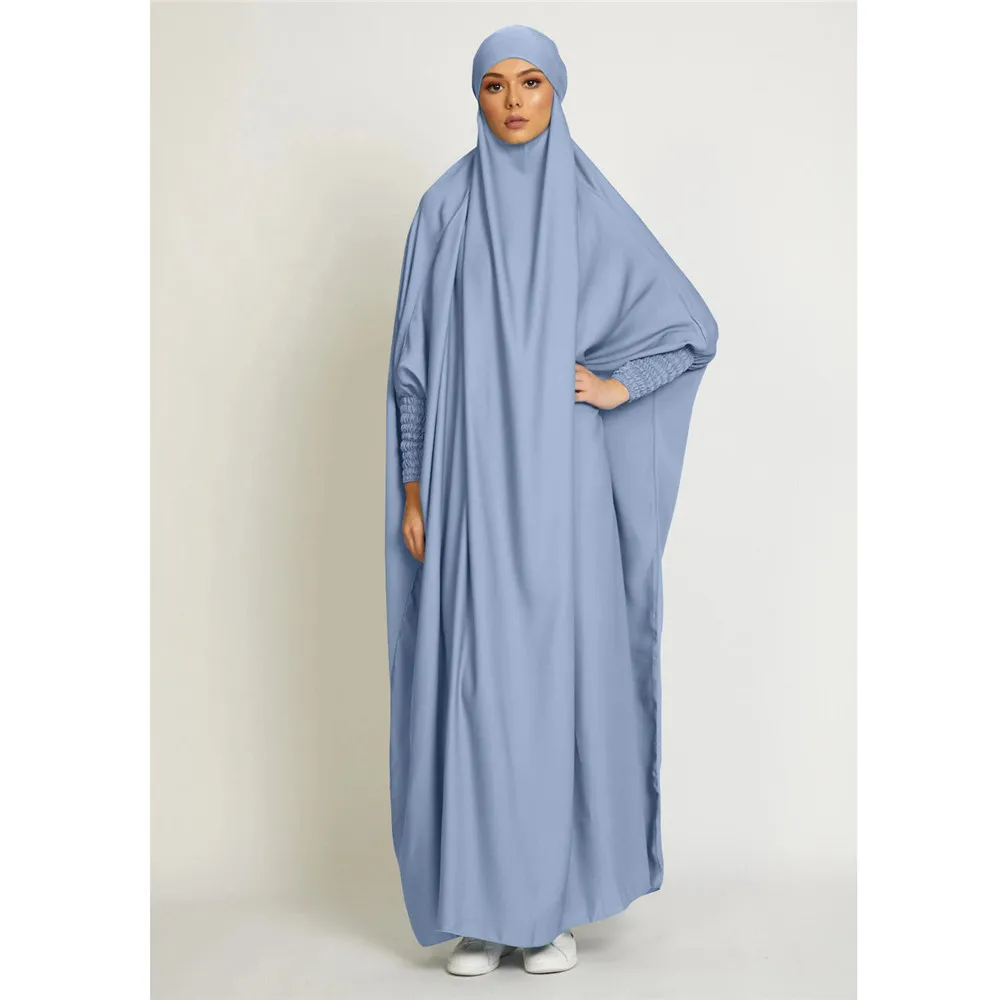 Indumento da preghiera con cappuccio da donna One Piece Ramadan Eid Abbigliamento islamico Abaya sopra la testa Abito arabo Abito maxi allentato Caftano Abito caftano