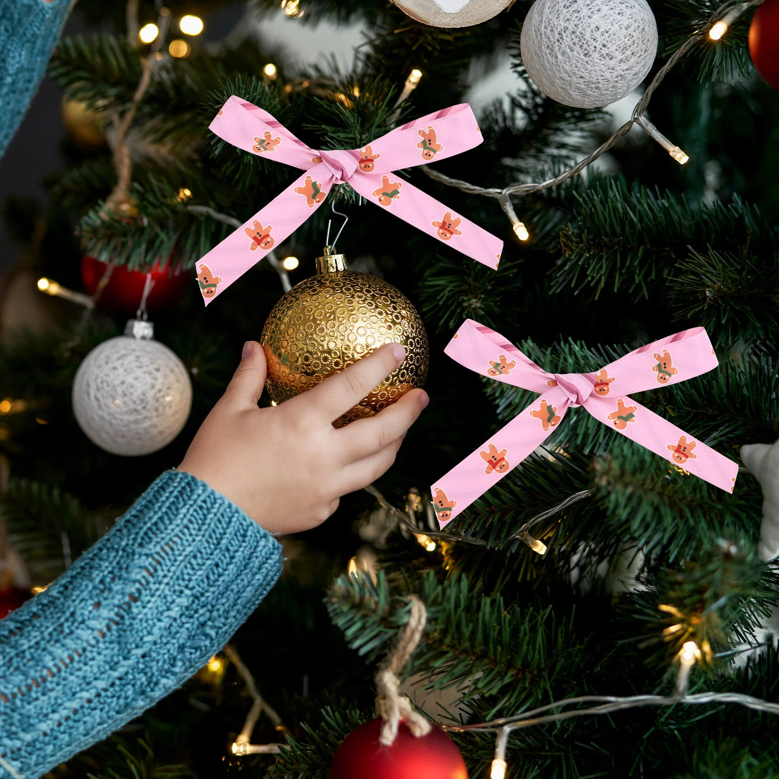 

Christmas Tree Decoration Ribbon Festive Gift Wrapping Strap Diy Craft Packaging For Home Party Wedding Present Decor