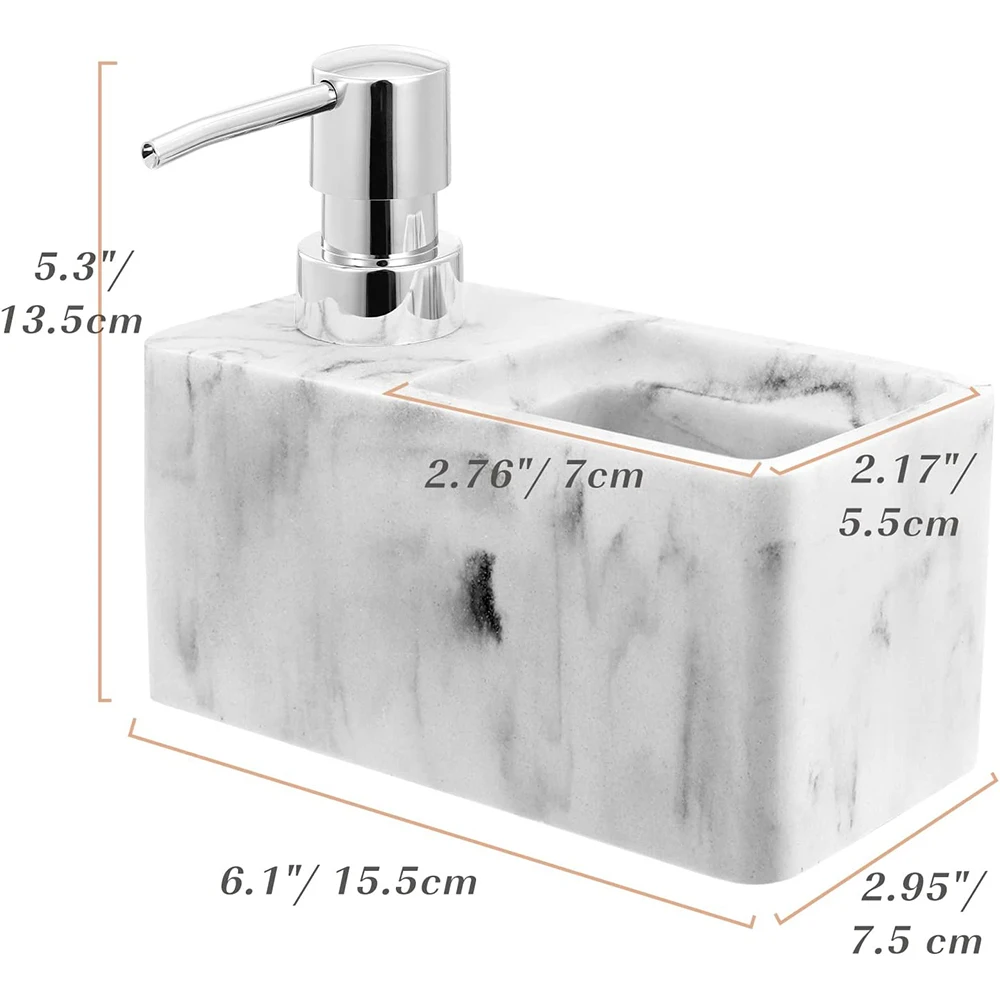 Soap Dispenser Bottle with Sponge Compartment 220ml Countertop Lotion Pump Resin with Surface Refillable Liquid Hand Sanitizer